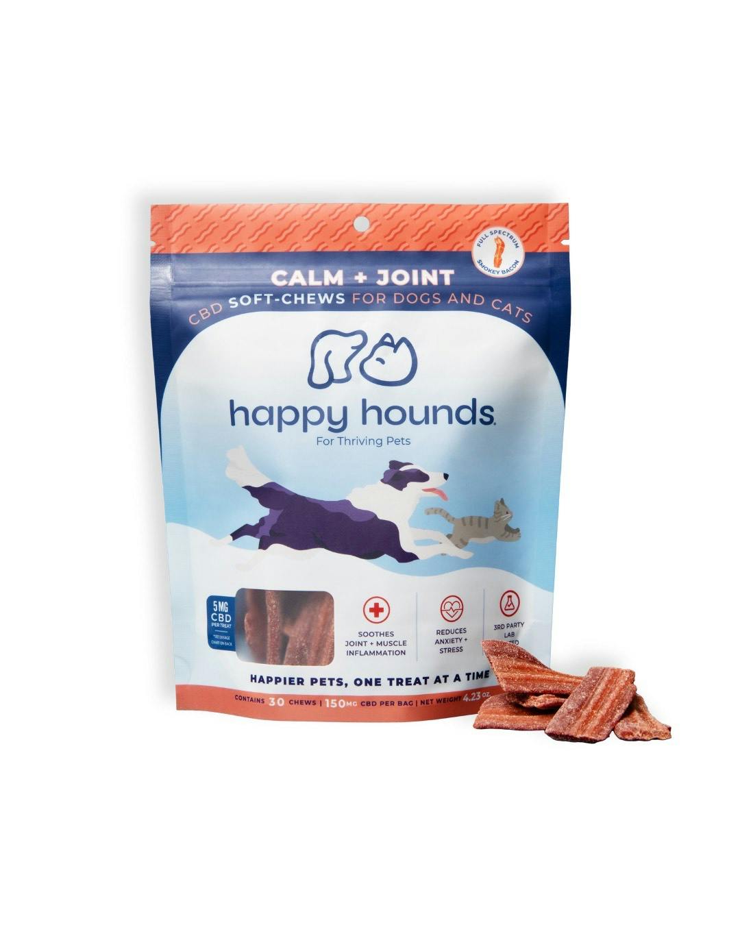 Happy Hounds | Calm + Joint Bacon Strips | 30ct