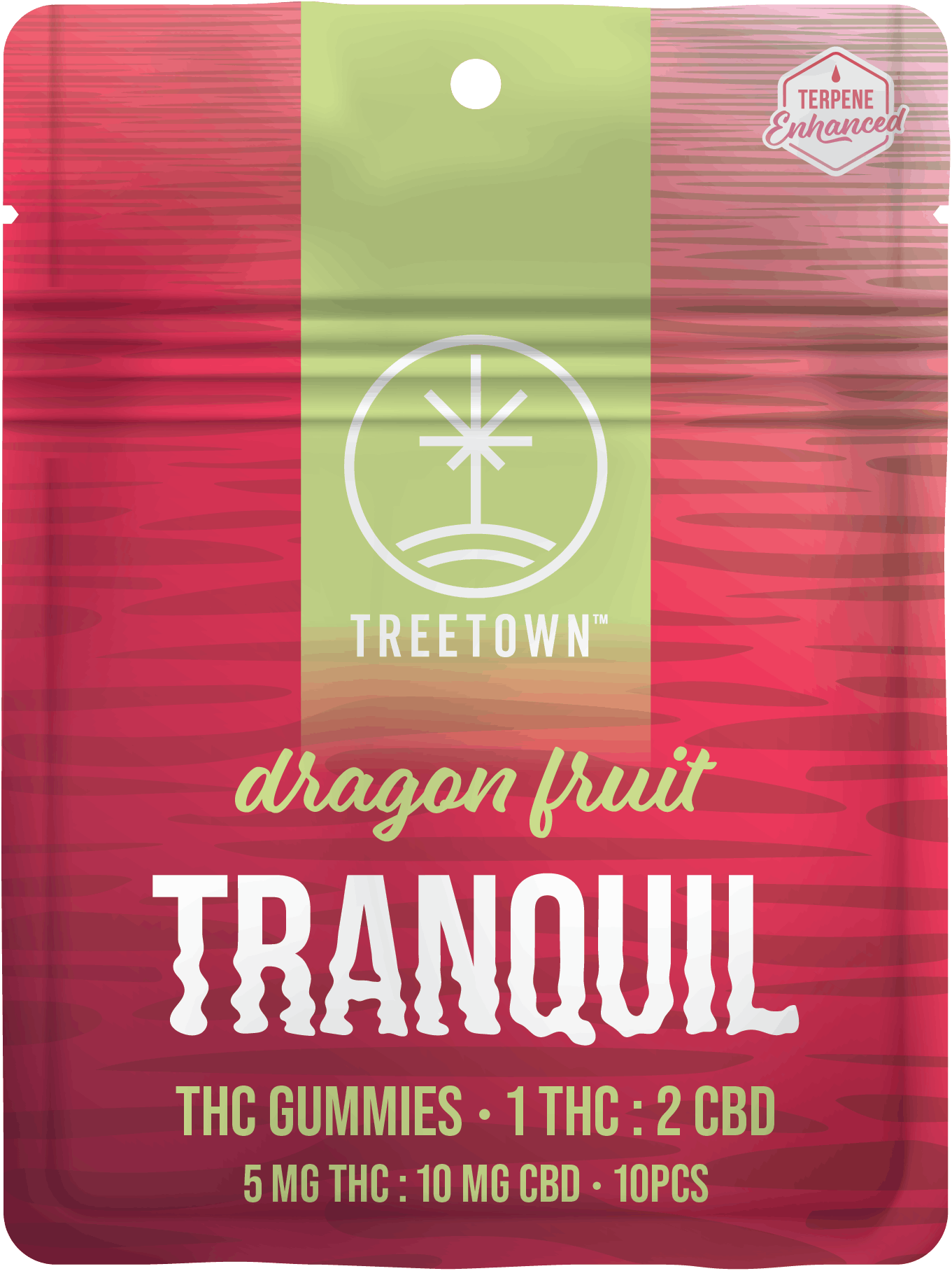 Product: 1:2 Tranquil | Dragon Fruit | 5mg THC x 10mg CBD | 10pk | TreeTown
