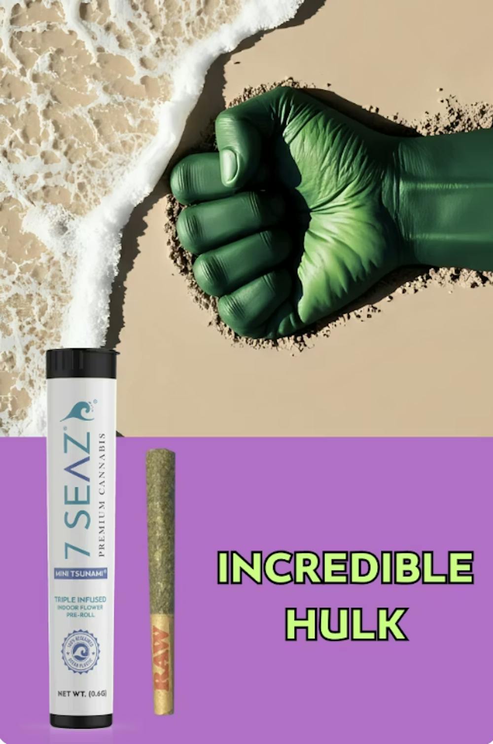 Product Infused Preroll Mini Tsunami | Incredible Hulk (H) | 0.6g | 7 Seaz
