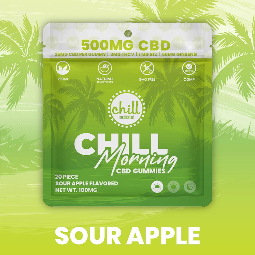 Chill Medicated | 500mg CBD Morning Gummies | Green Apple