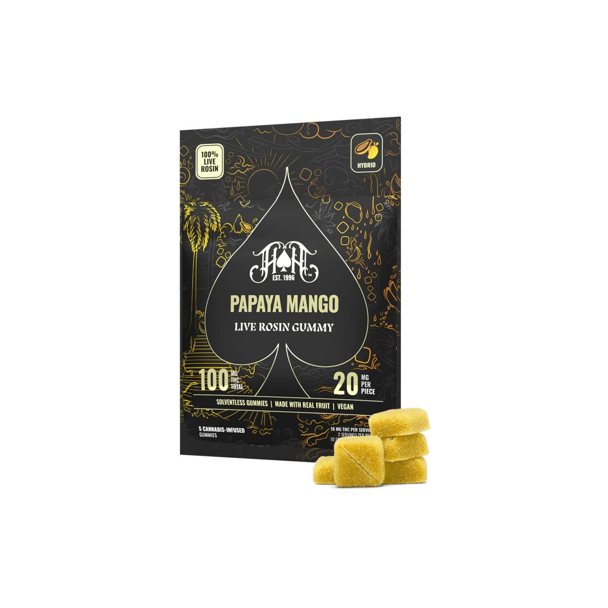 Image of Papaya Mango | 100mg 5pk Live Rosin Gummies