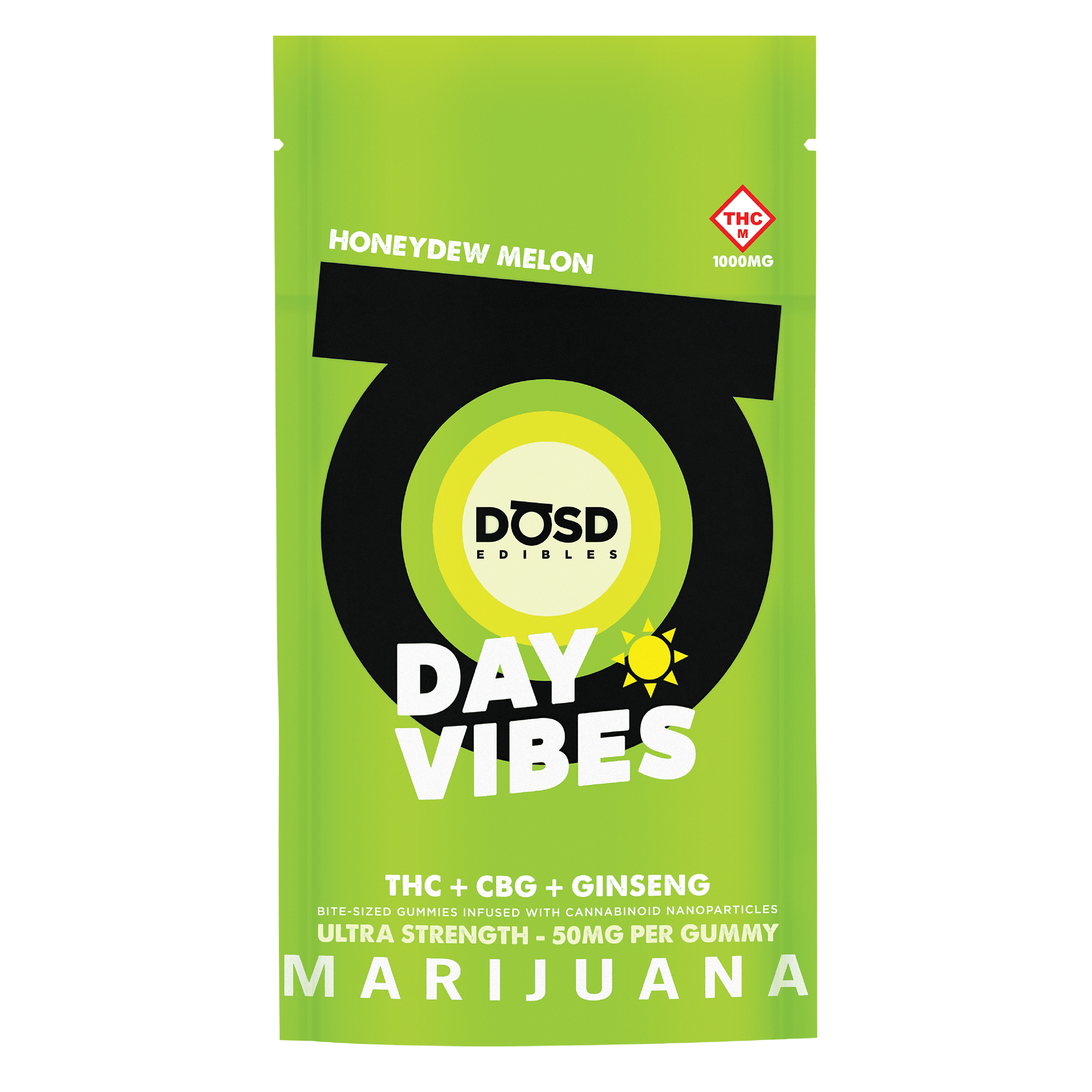 DAY VIBES Honeydew Melon CBG Nano Bites + Ginseng | 1000mg | Key