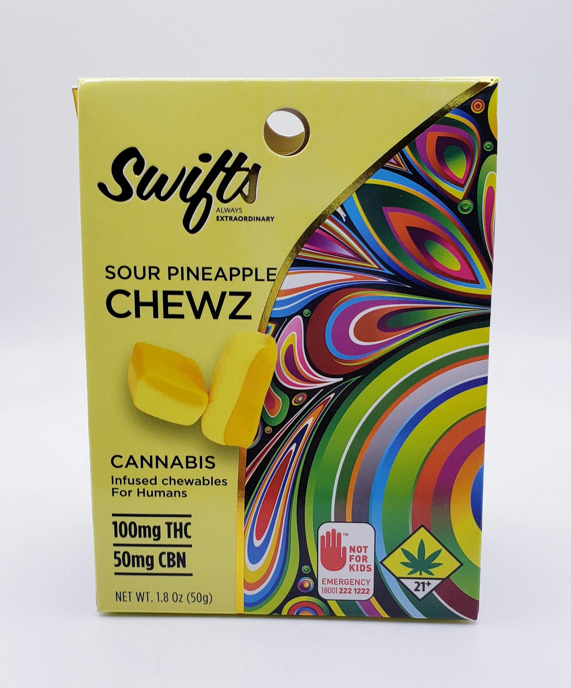 2:1 Sour Pineapple Chewz 150mg Swifts | Main Street Marijuana (Downtown)