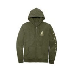 Fleece Full Zip Hoodie-Heathered Olive-XL