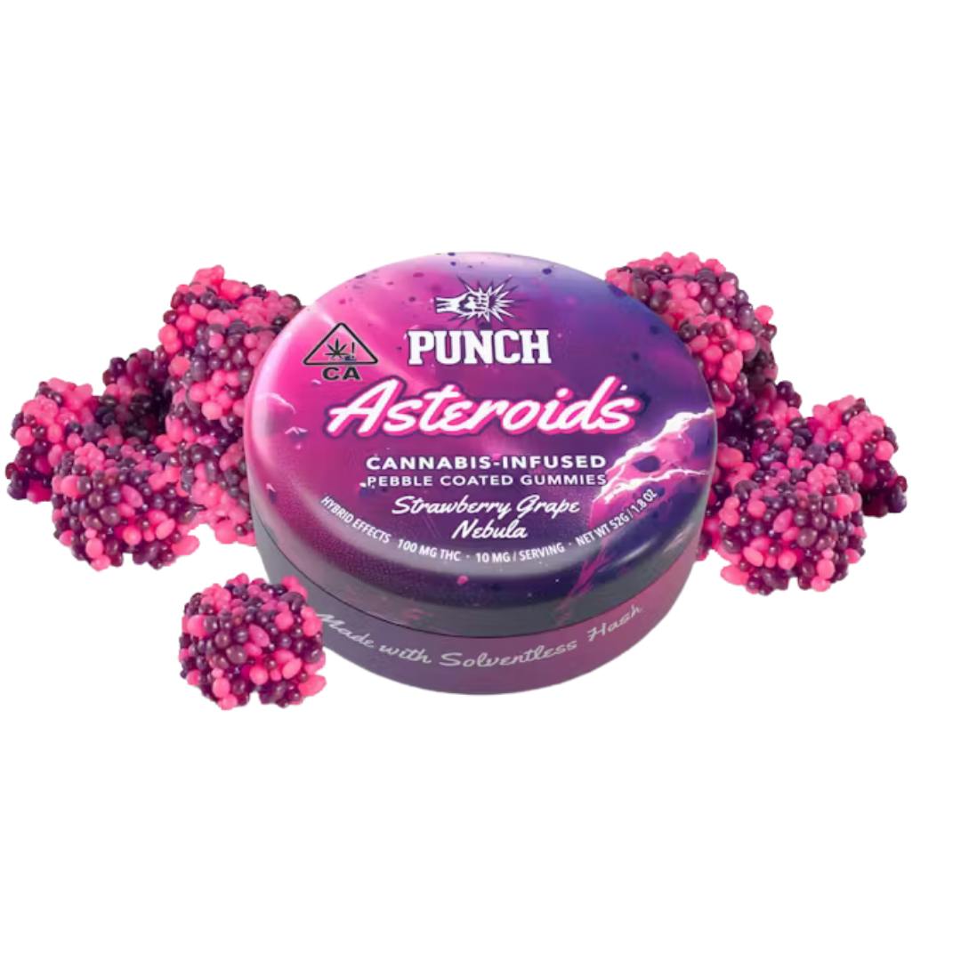 STRAWBERRY GRAPE NEBULA SOLVENTLESS PEBBLE COATED GUMMY ASTEROIDS