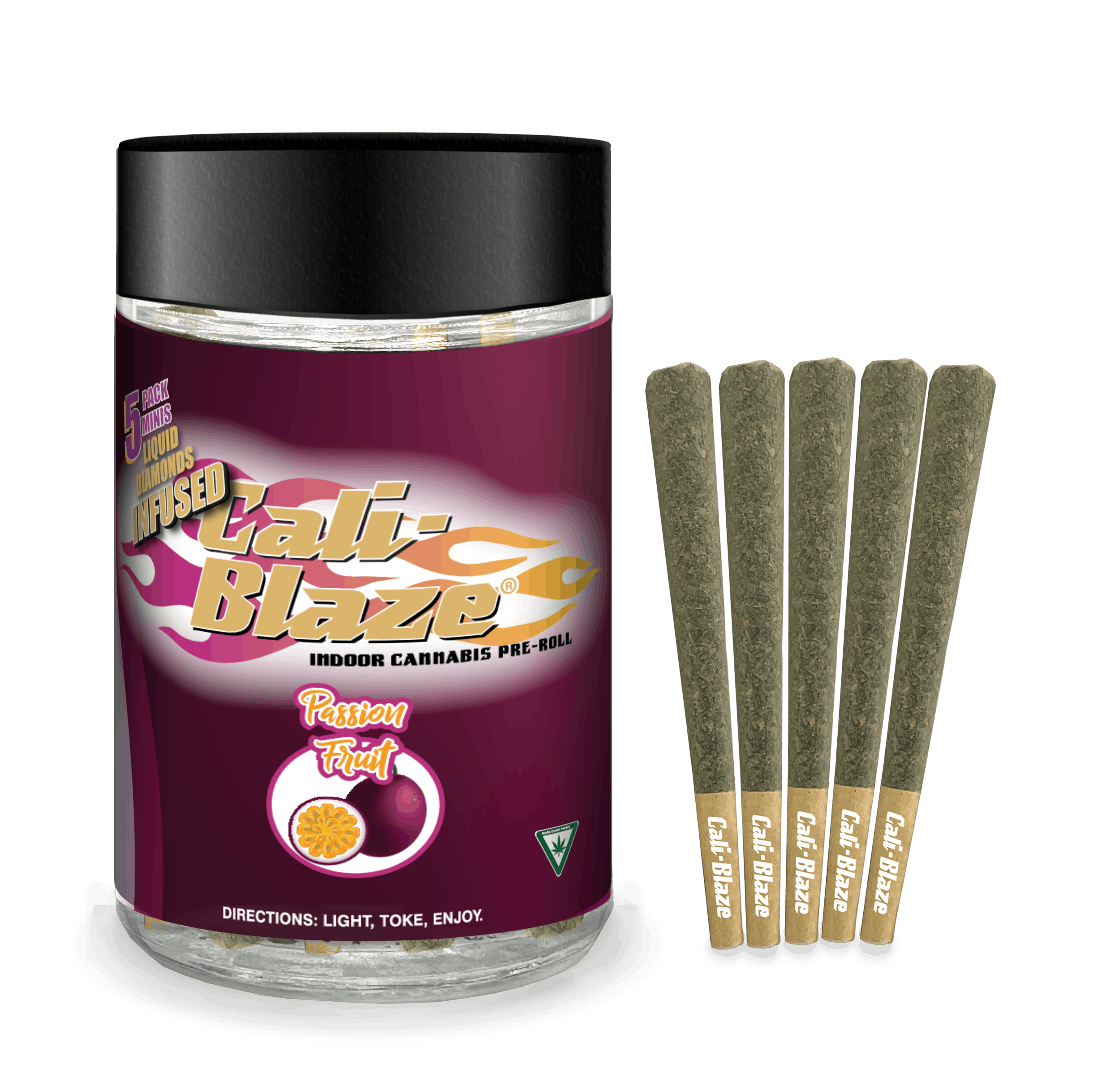 Cali Blaze | Passion Fruit | Infused Mini Blunts | 1g x 5 | Hybrid