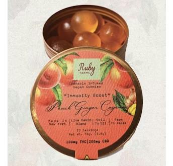 Ruby Farms Edible Gummies Immunity Boost- Peach Ginger Cayenne 20pk 100MG