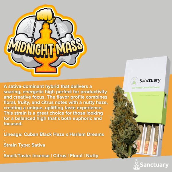 Midnight Mass (S) - 0.5g | 5pk Pre- Rolls - Sanctuary Medicinals