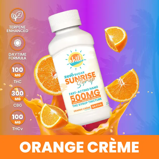 Chill Sunrise Tincture Zero Sugar Orange Creme Syrup 500mg (hybrid, herbal, 1g)