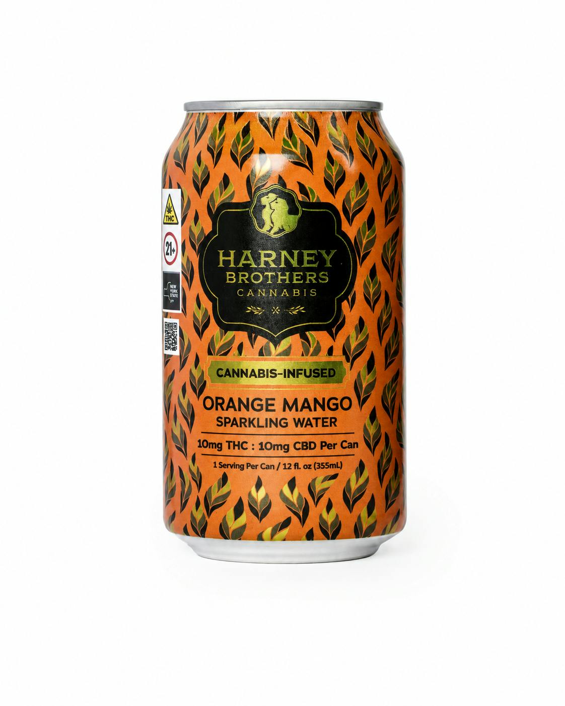 Harney Brothers | Orange Mango Sparkling Water 12oz Single Can | 10mg