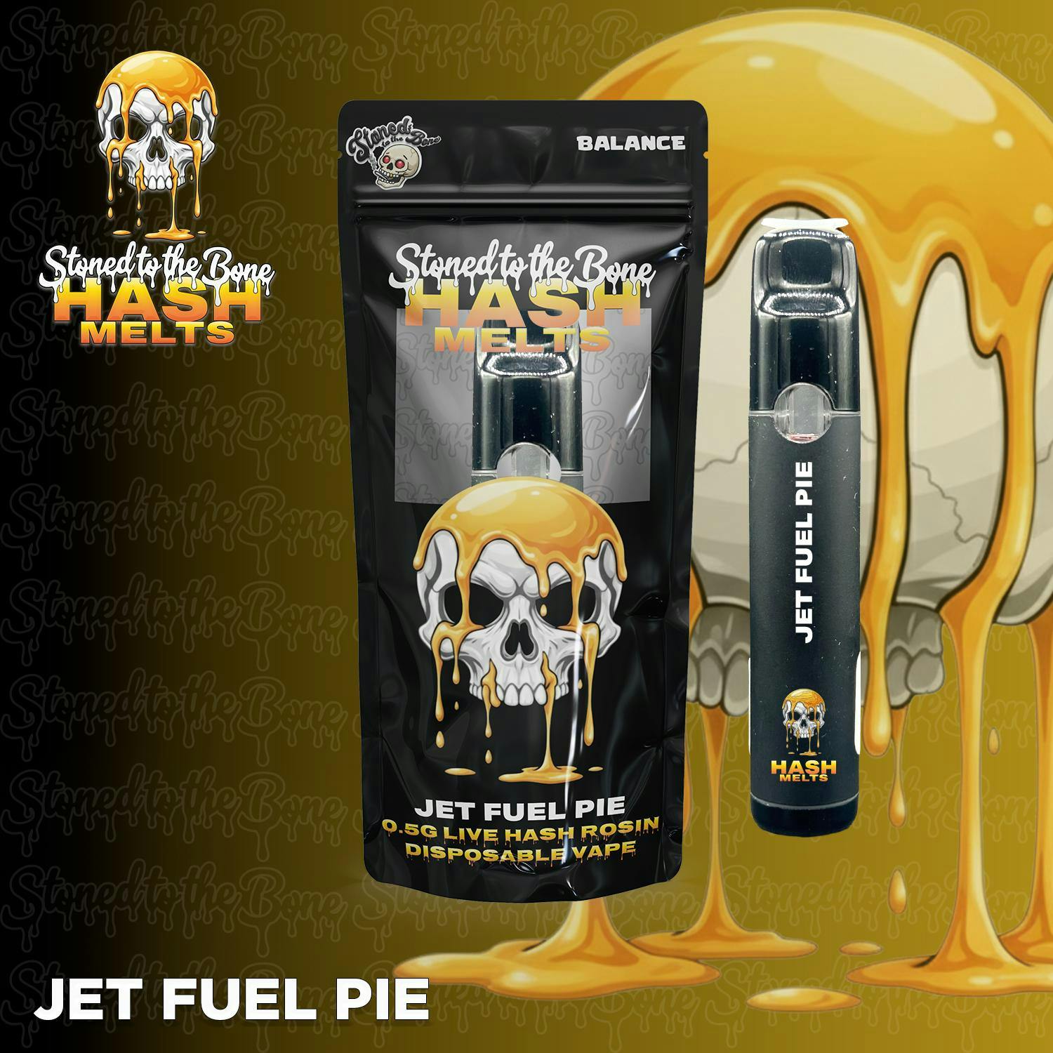 Stoned to the Bone - .5g Live Rosin Disposable - Jet Fuel Pie
