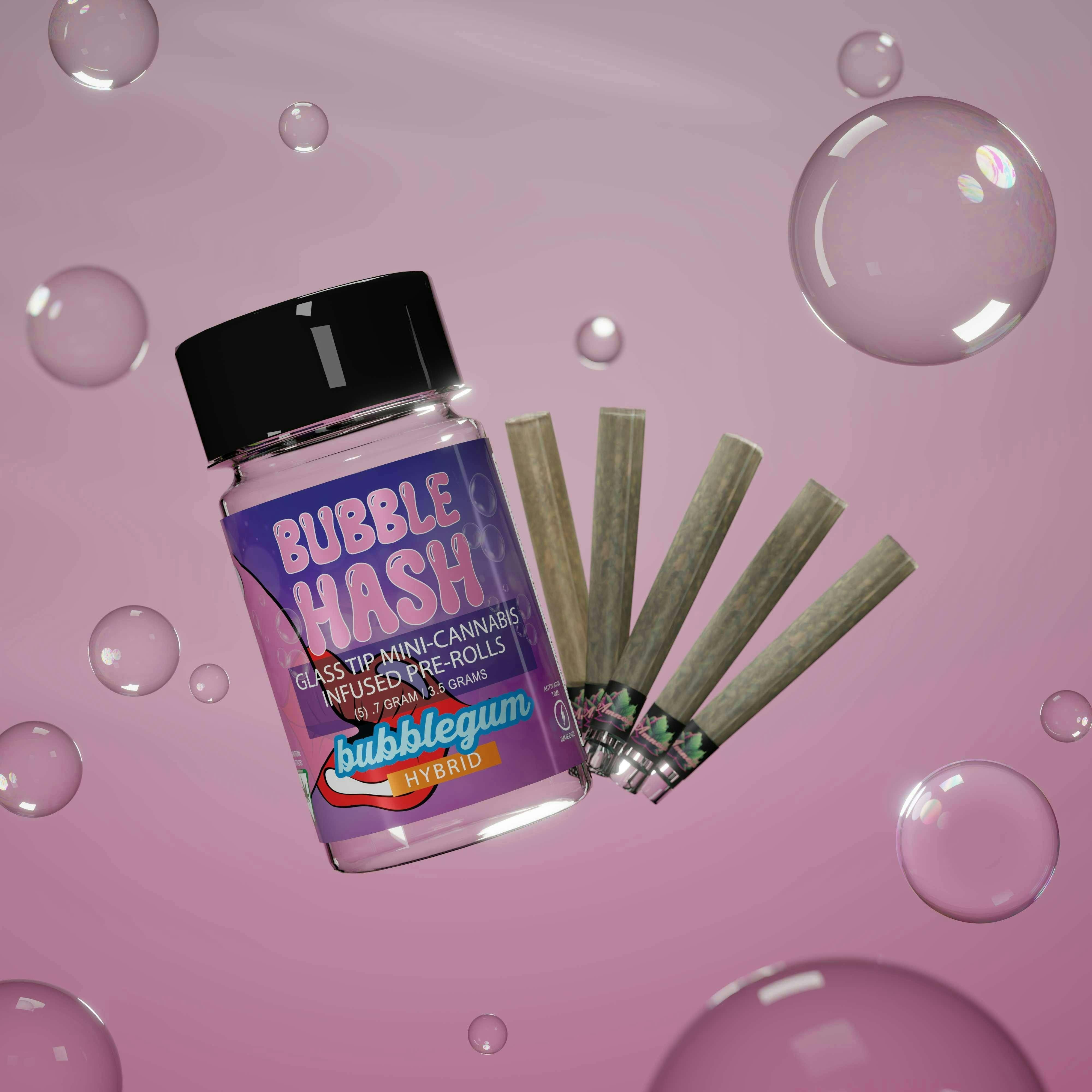 AMNESIA | BUBBLE GUM | INFUSED PRE-ROLLS (GLASS TIPS) | 5 x 0.7G HYBRID