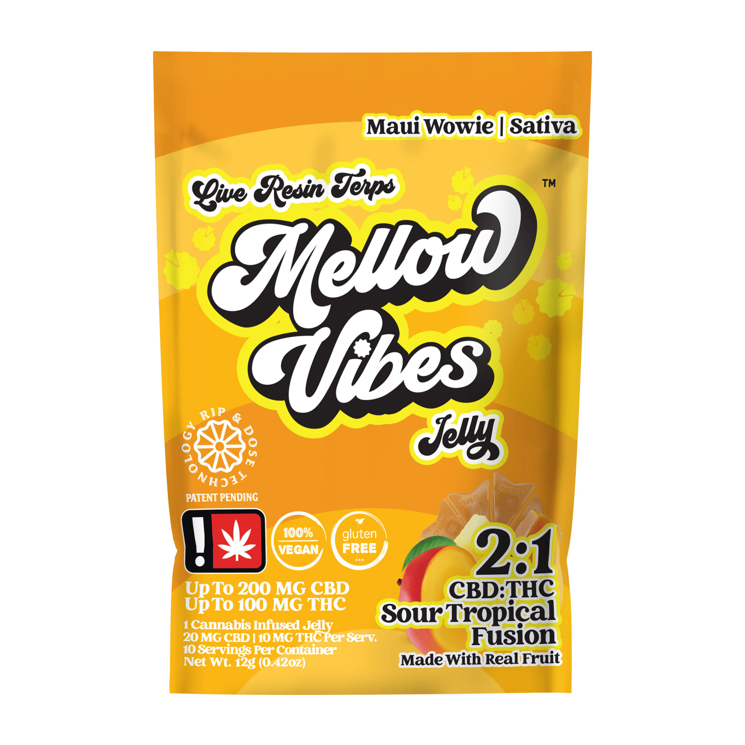 Mellow Vibes | Sour Tropical Fusion Sativa 2:1 CBD/THC | Hippy Trip
