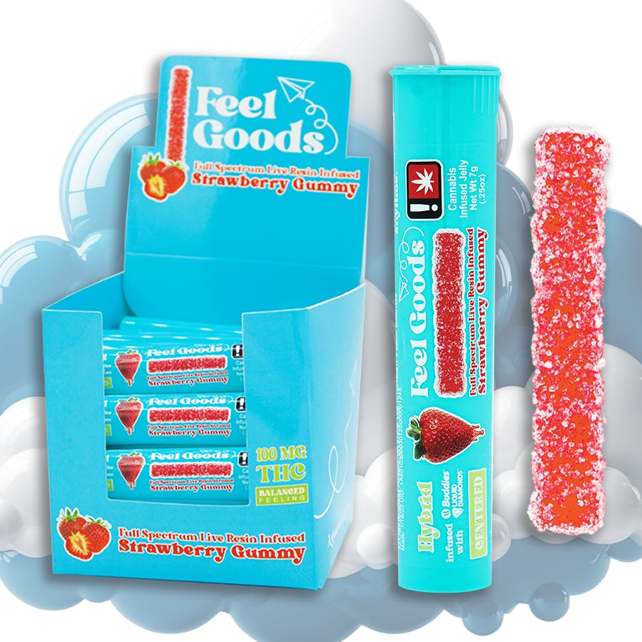 Photo of Strawberry 100mg Gummy Straw (HYBRID) (Feel Goods)