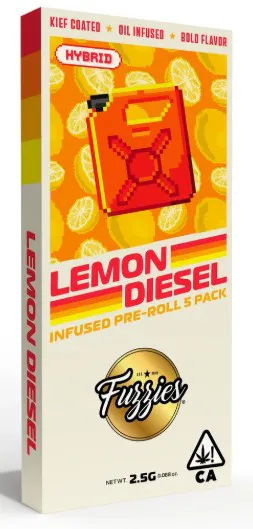 Fuzzies Diamonds 2.5g 5-Pack Infused Pre-Rolls - Lemon Diesel