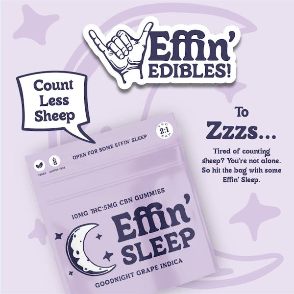 Goodnight Grape 2:1 (THC:CBN) - 100mg Soft Chews - Effin' Edibles