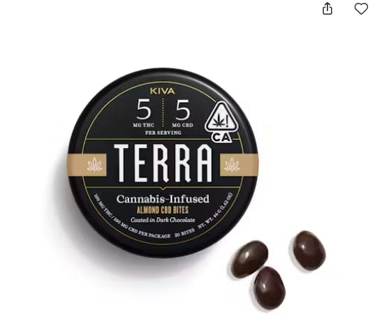 Product: 1:1 Almond Bites | 5mg THC x 5mg CBD | 20pk | Terra Bites
