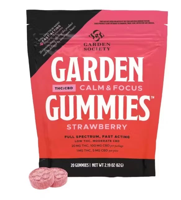 Garden Society Strawberry 1:5 THC:CBD Gummies