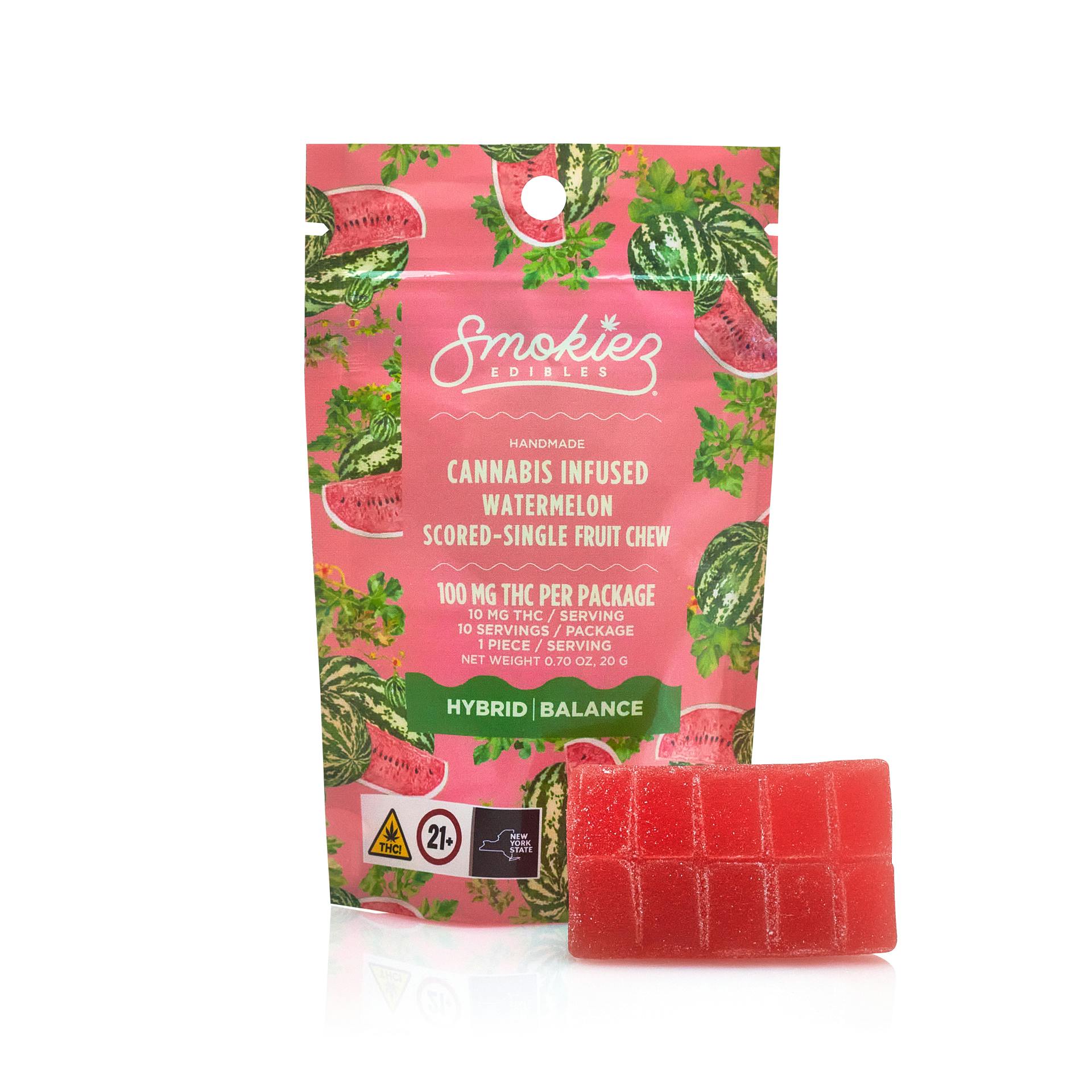 Watermelon Hybrid  Scored-Single Piece 100mg THC Fruit Chew