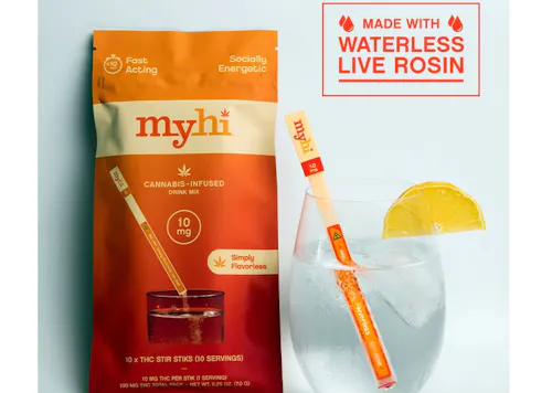 MyHi | Simply Flavorless | THC Infused Drink Mix | 10mg Stir Sticks | 10pk-active