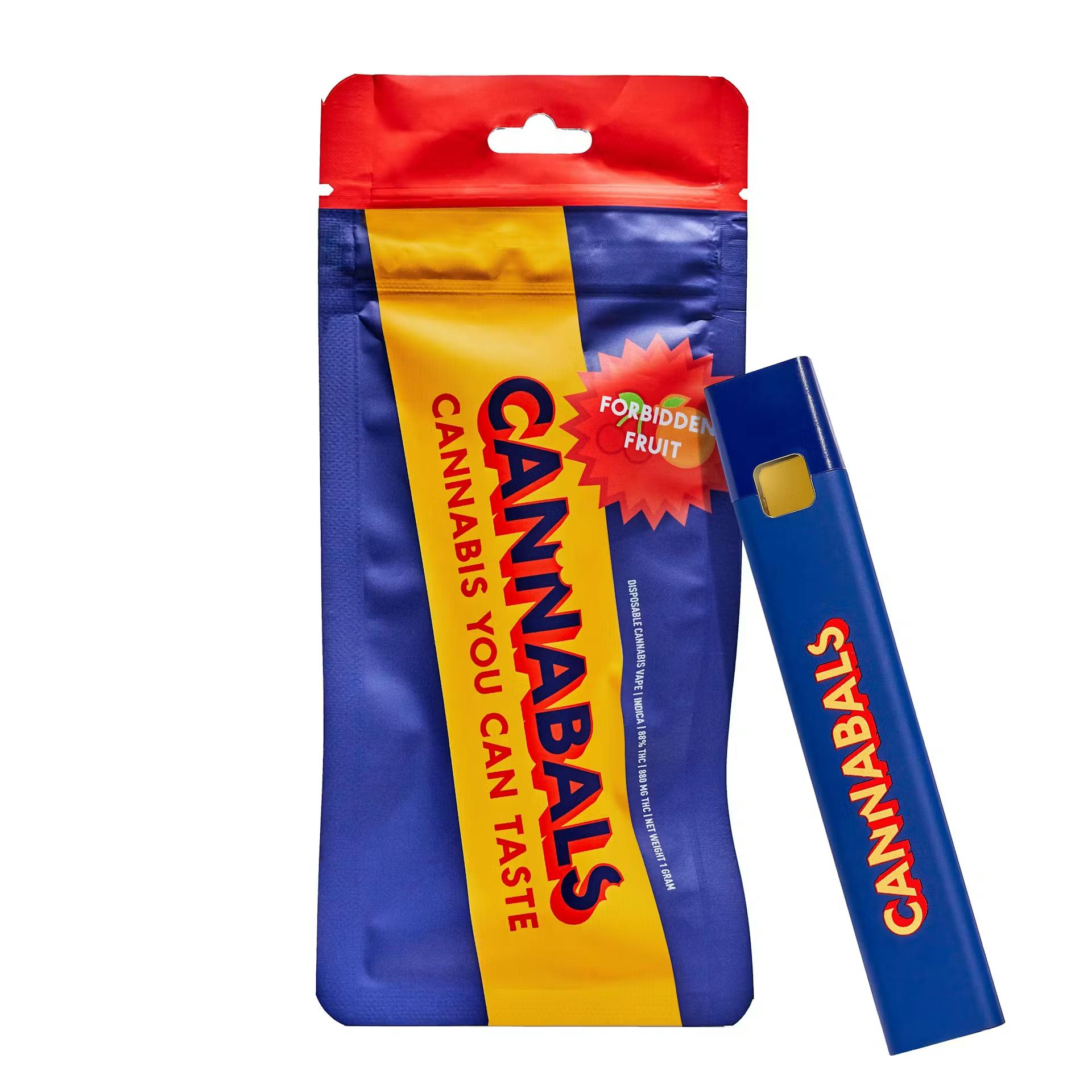 Cannabals | AIO | Vape | Forbidden Fruit | 1gCannabalsIndicaTHC: 85.1%CBD: 0.37%TERPS: 4.09%