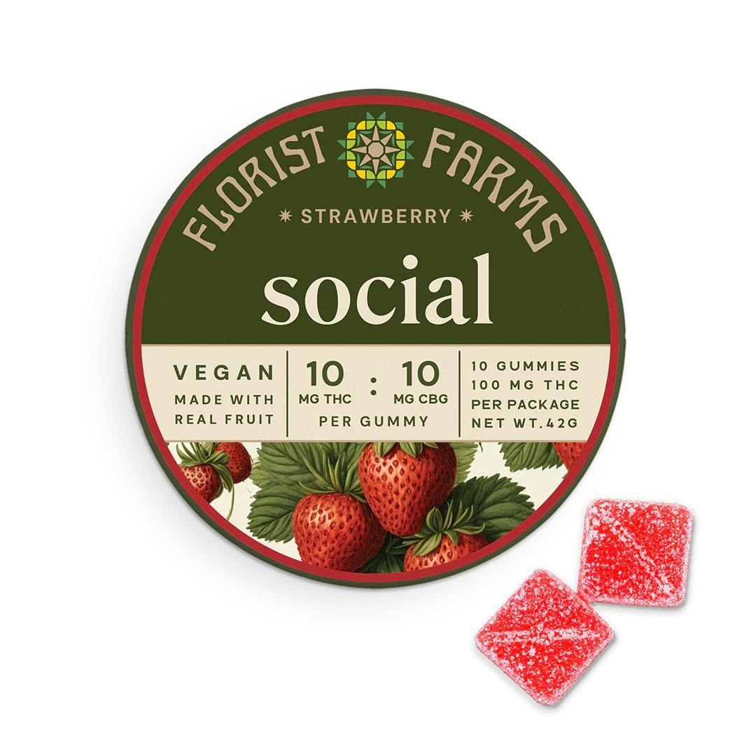 Florist Farms Strawberry CBG:THC Gummies 10ct