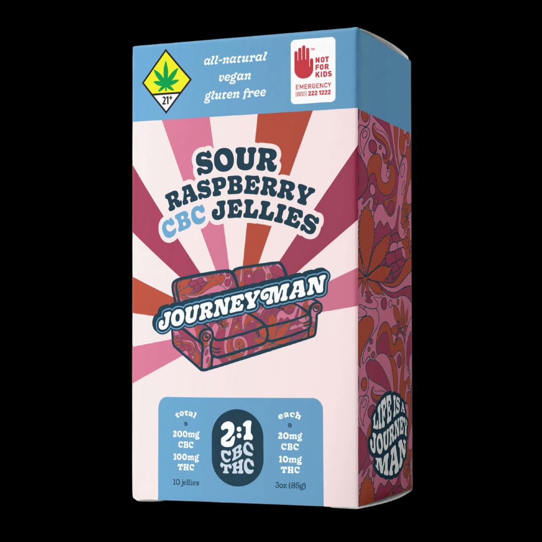 2:1 Sour Raspberry CBC Jellies (200mg CBC/100mg THC) | YWC North