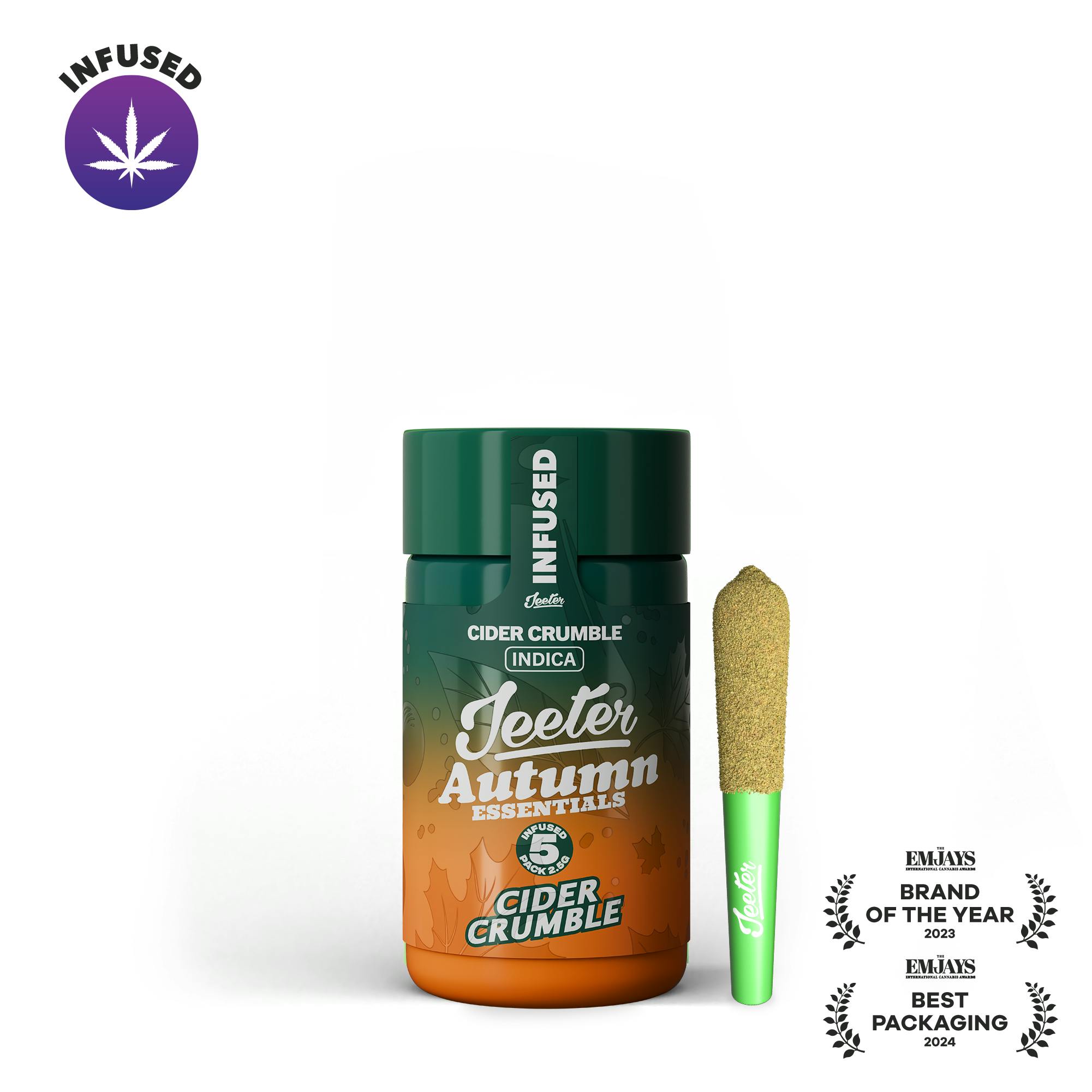 Jeeter Cider Crumble Infused W/ Liquid Diamonds, Rosin, Dusted In Kief Baby Preroll 5pk - Indica