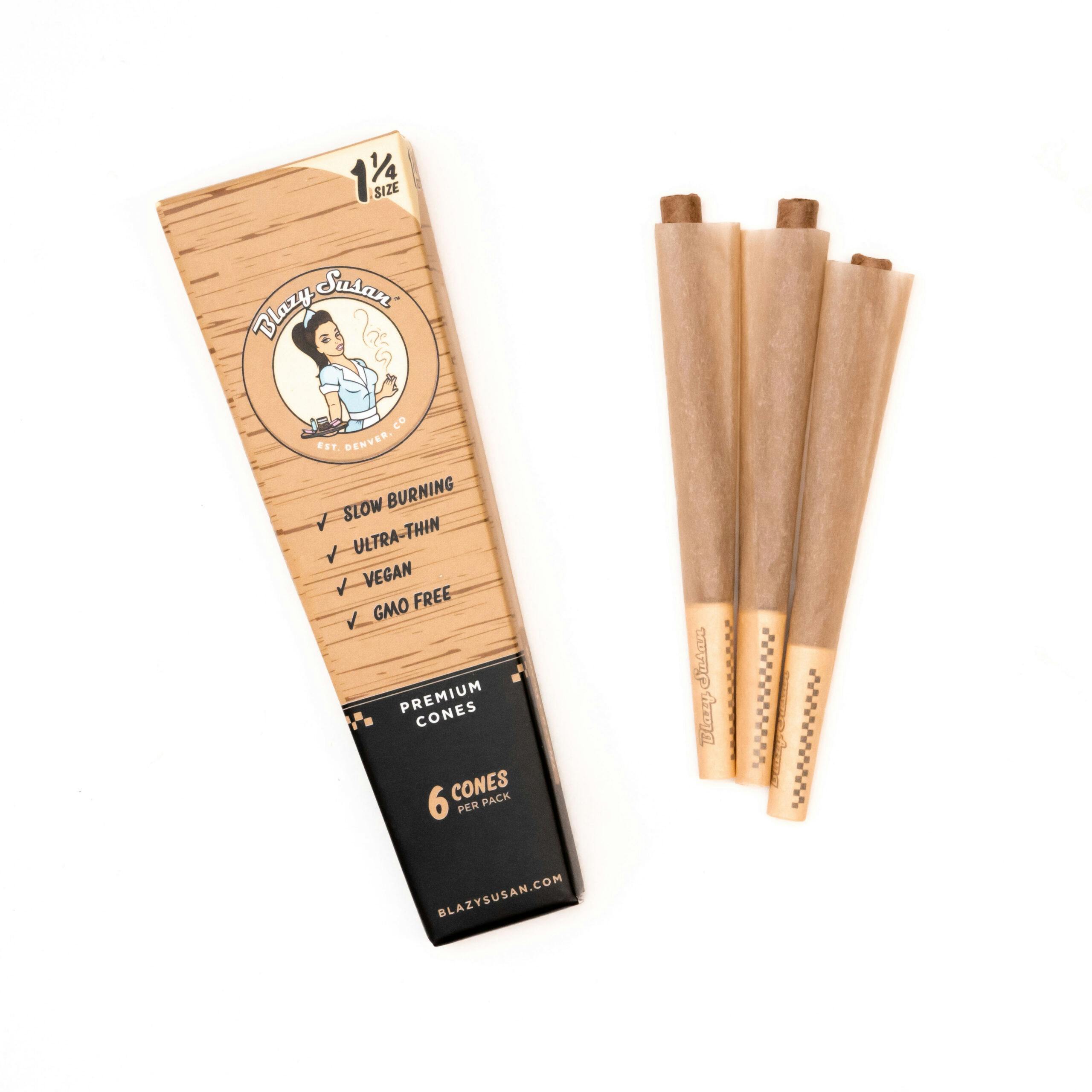 Blazy Susan - Unbleached Pre Rolled 1-1/4 Cones | 6 Count