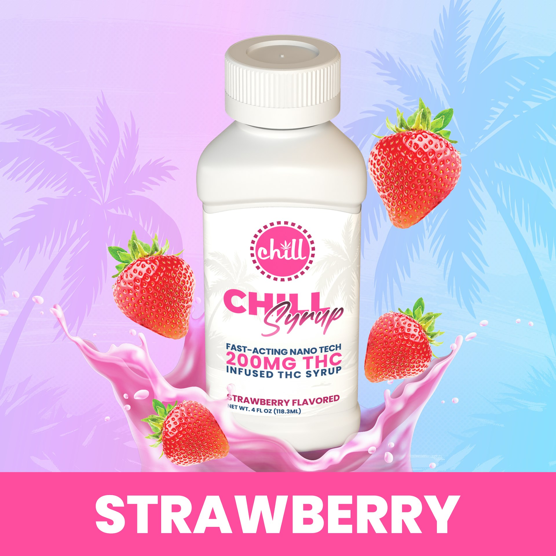 Chill Medicated - Strawberry 200mg THC Syrup