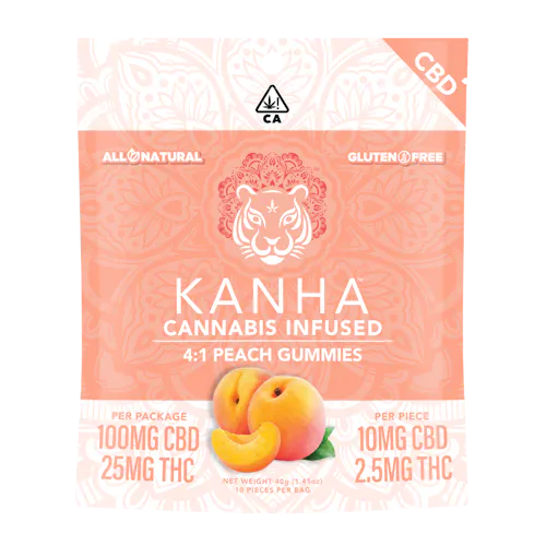 Kanha – Peach – Gummy – 4:1  CBD/THC – 10ct – 125mg-1