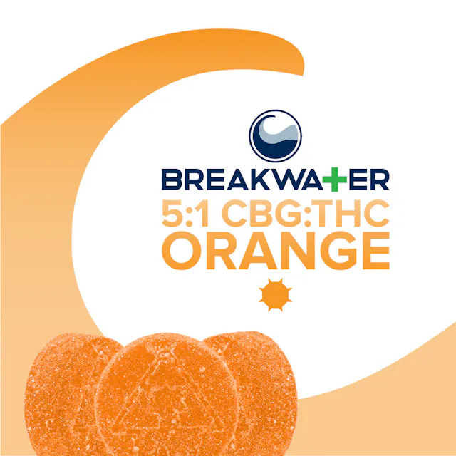 Breakwater Gummies Orange 5 CBG : 1 THC 10pk/100mg (sativa, 2.8g)