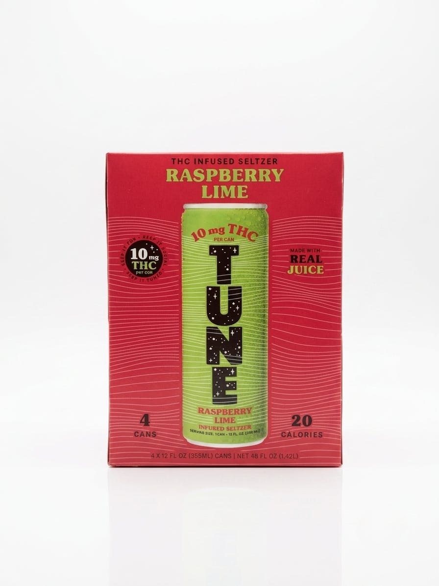 Beverages | Tune | Raspberry Lime Seltzer | 12 oz | 4ct | 10mg