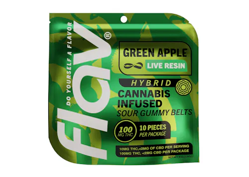 FLAV | Green Apple Belts | 10mg Live Resin Gummies | 10pk-active