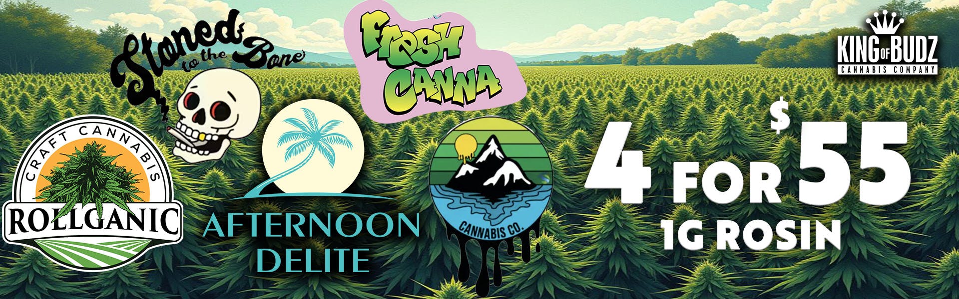 Rollganic + Stoned to the Bone + Afternoon Delite + Fresh Canna  4/$55