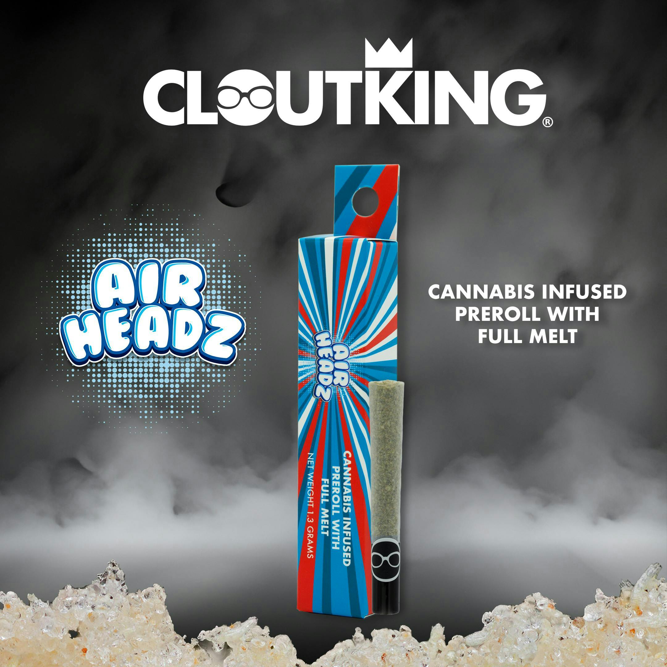 Clout King - 1.3g Full Sift Hash Infused Preroll - Airheadz 3.0