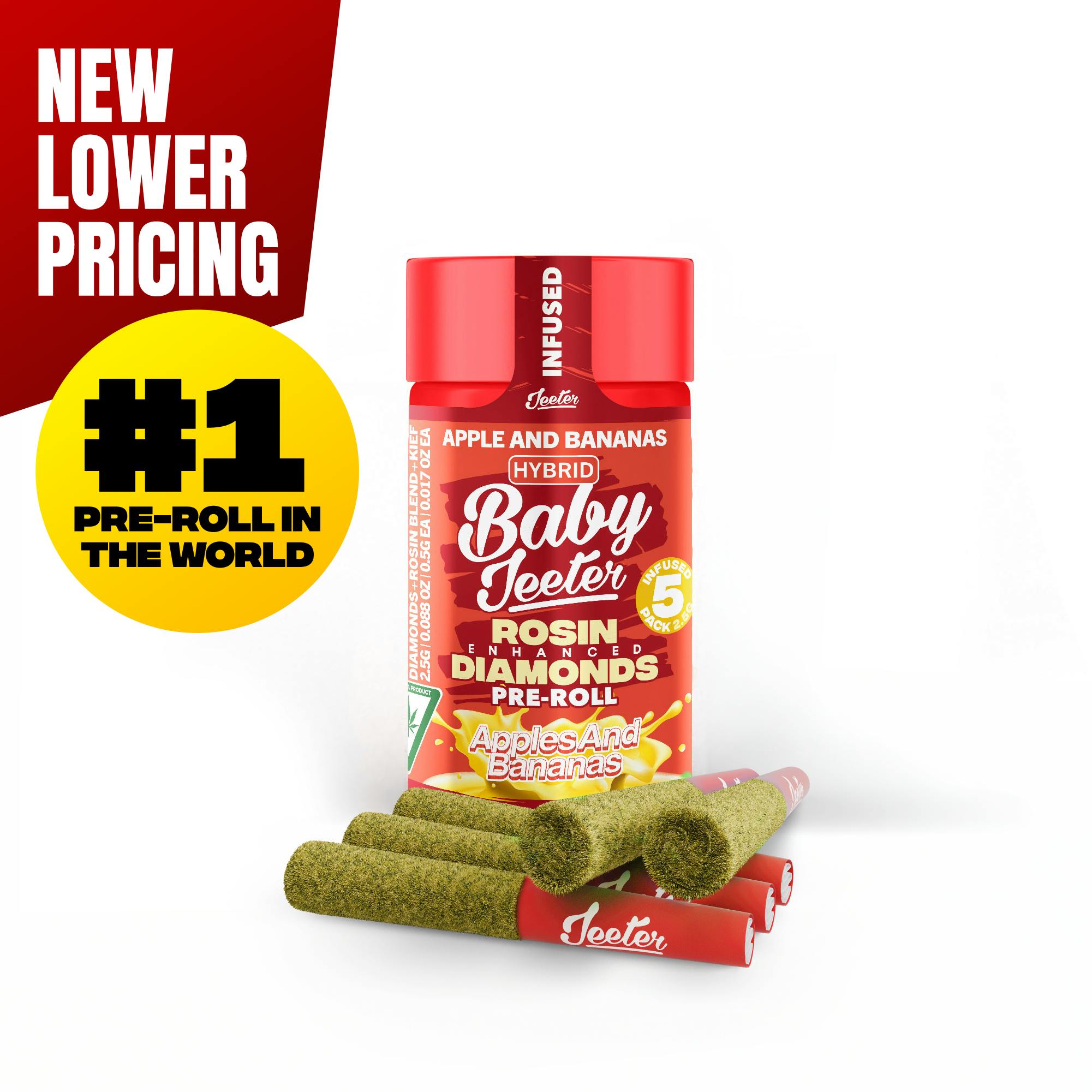 Jeeter Apples and Bananas Quad-Infused Baby Jeeter 5-pack | 2.5g — PRE_ROLLS
