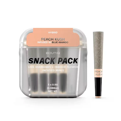 Boutiq - 5-Pack .5g Live Diamond Infused Prerolls - Peach Kush - PRE_ROLLS by Boutiq at King of Budz