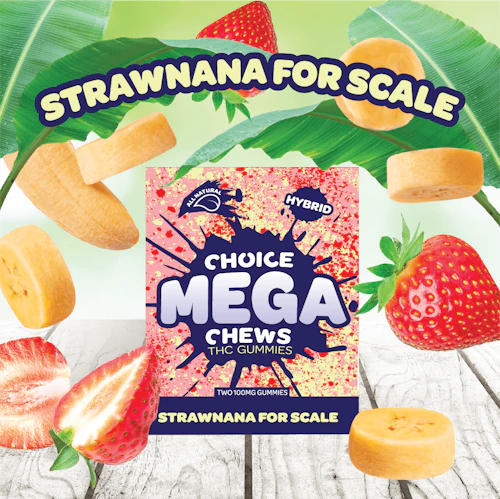 Choice MEGA Chews - 200mg Gummies - Strawnana for Scale (H)