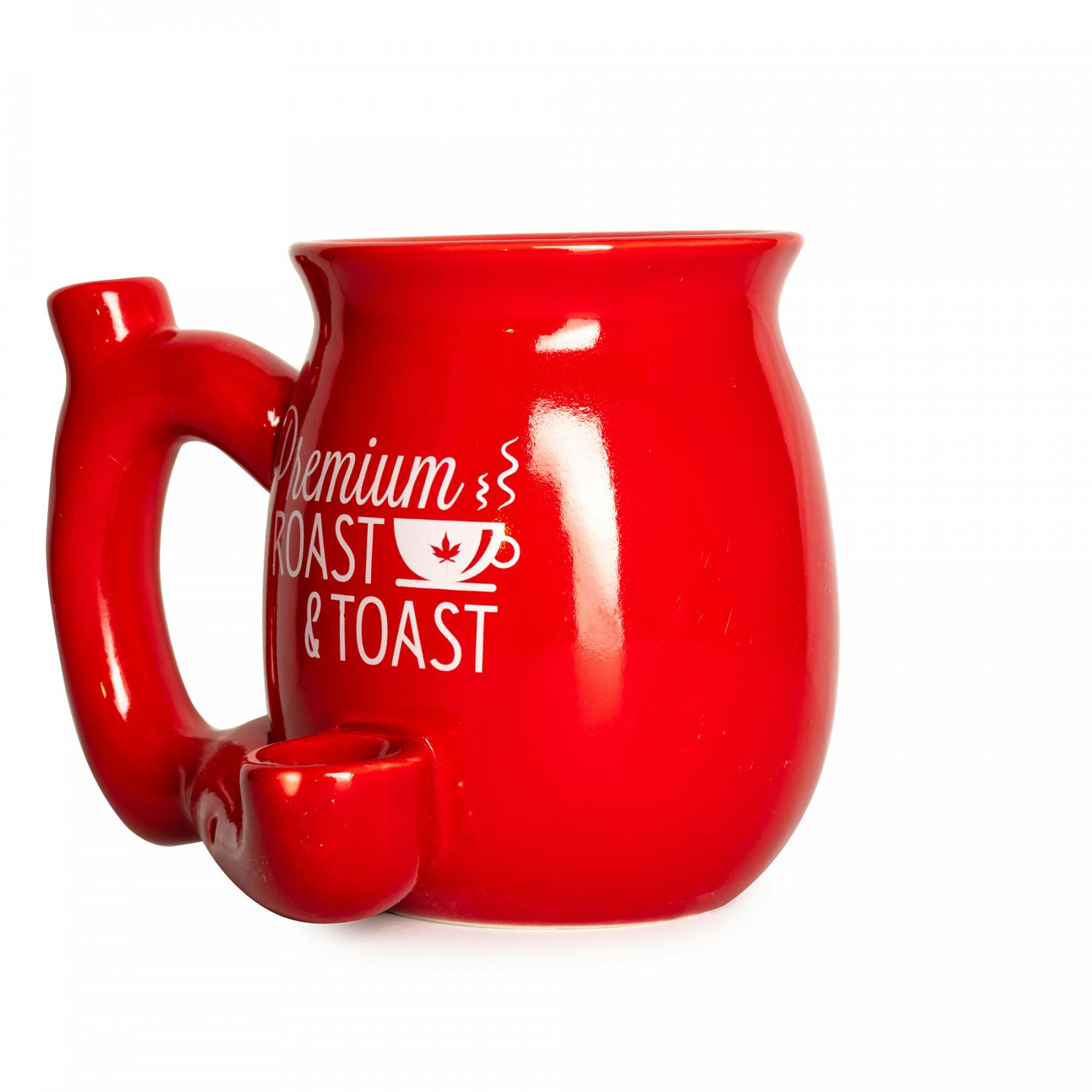 Ceramic Mug Pipe - 'Premium Roast & Toast' - Red
