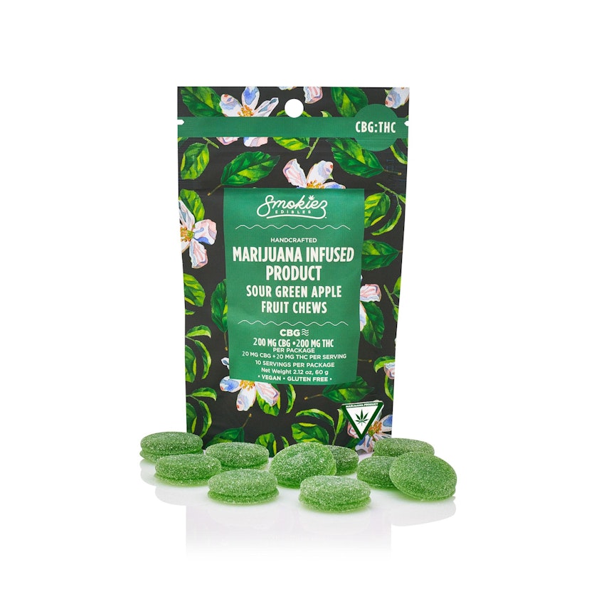 Smokiez | 200mg 1:1 THC/CBG Gummies | Sour Green Apple