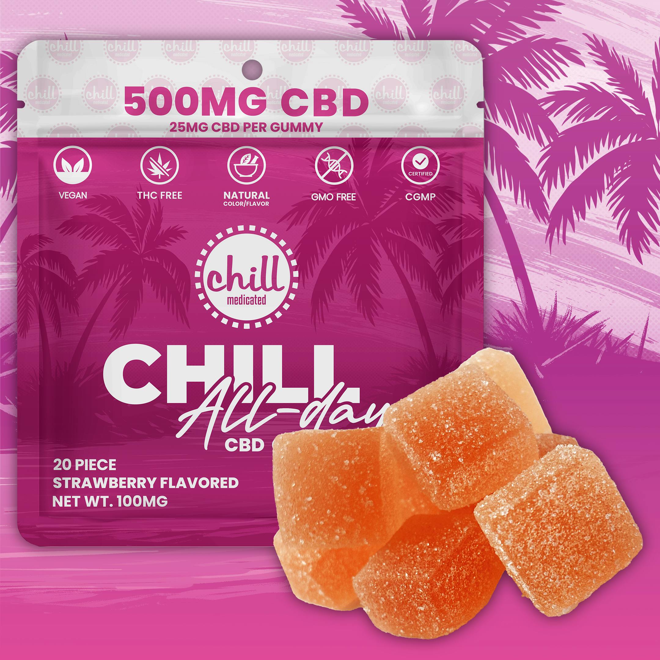 Chill Medicated | CBD Gummies - 500mg - Strawberry