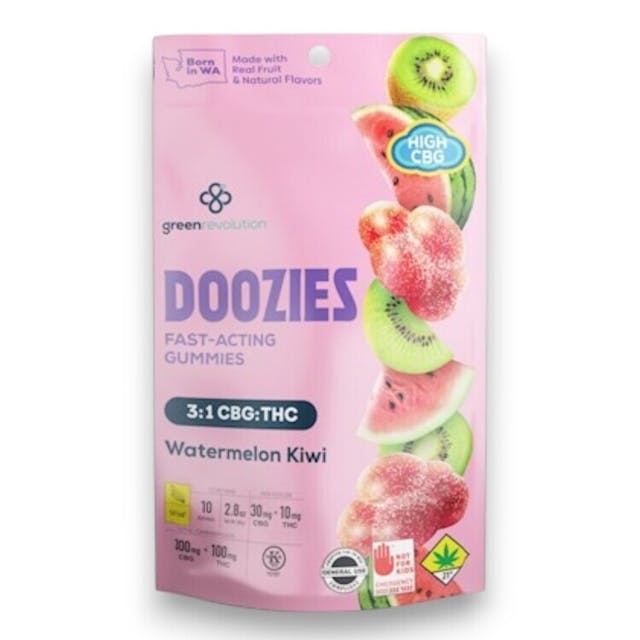 Nano Doozies - Watermelon Kiwi 3:1 FLY10 Pk (80g) (300mg CBG;100mg THC)