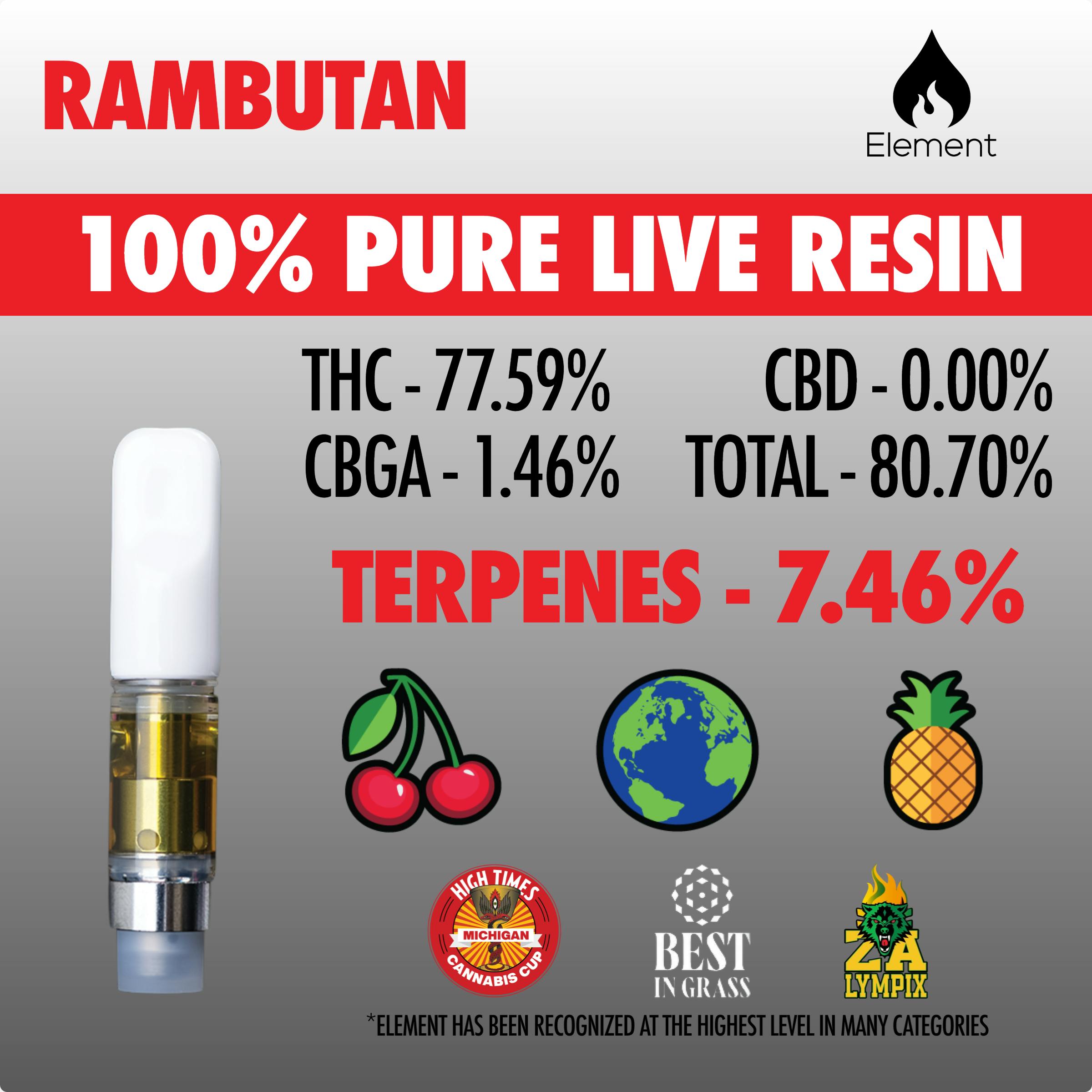 Element - 1g Pure Live Resin Cart - Rambutan