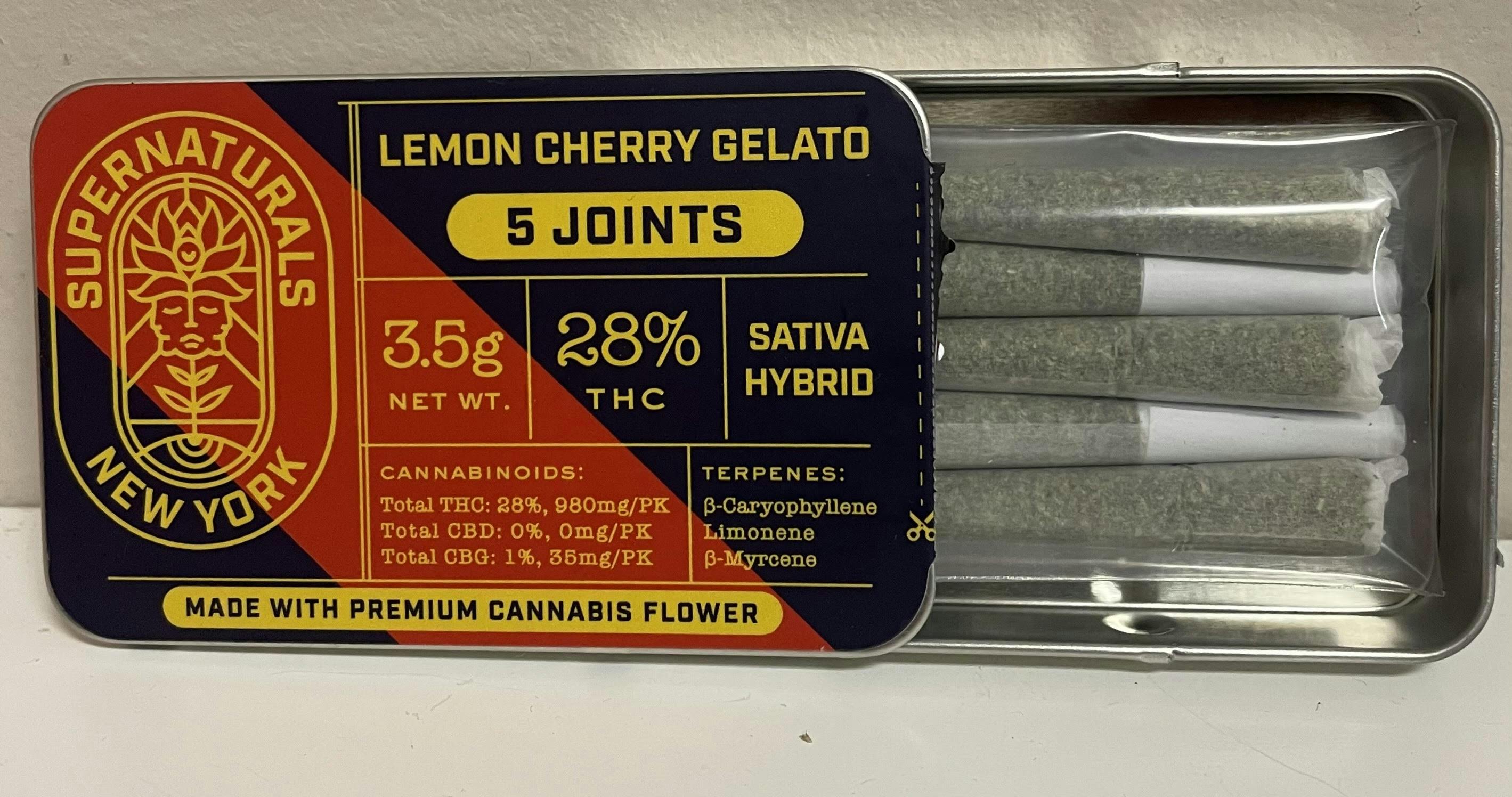 Lemon Cherry Gelato | Pre Roll 5 Pack | Sativa Hybrid | Super Naturals