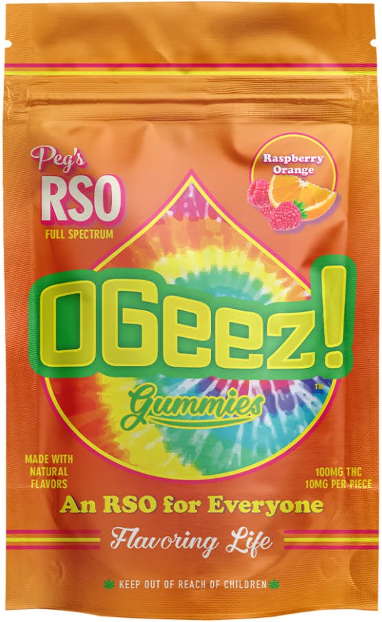 OGeez Peg's Raspberry Orange RSO Gummies