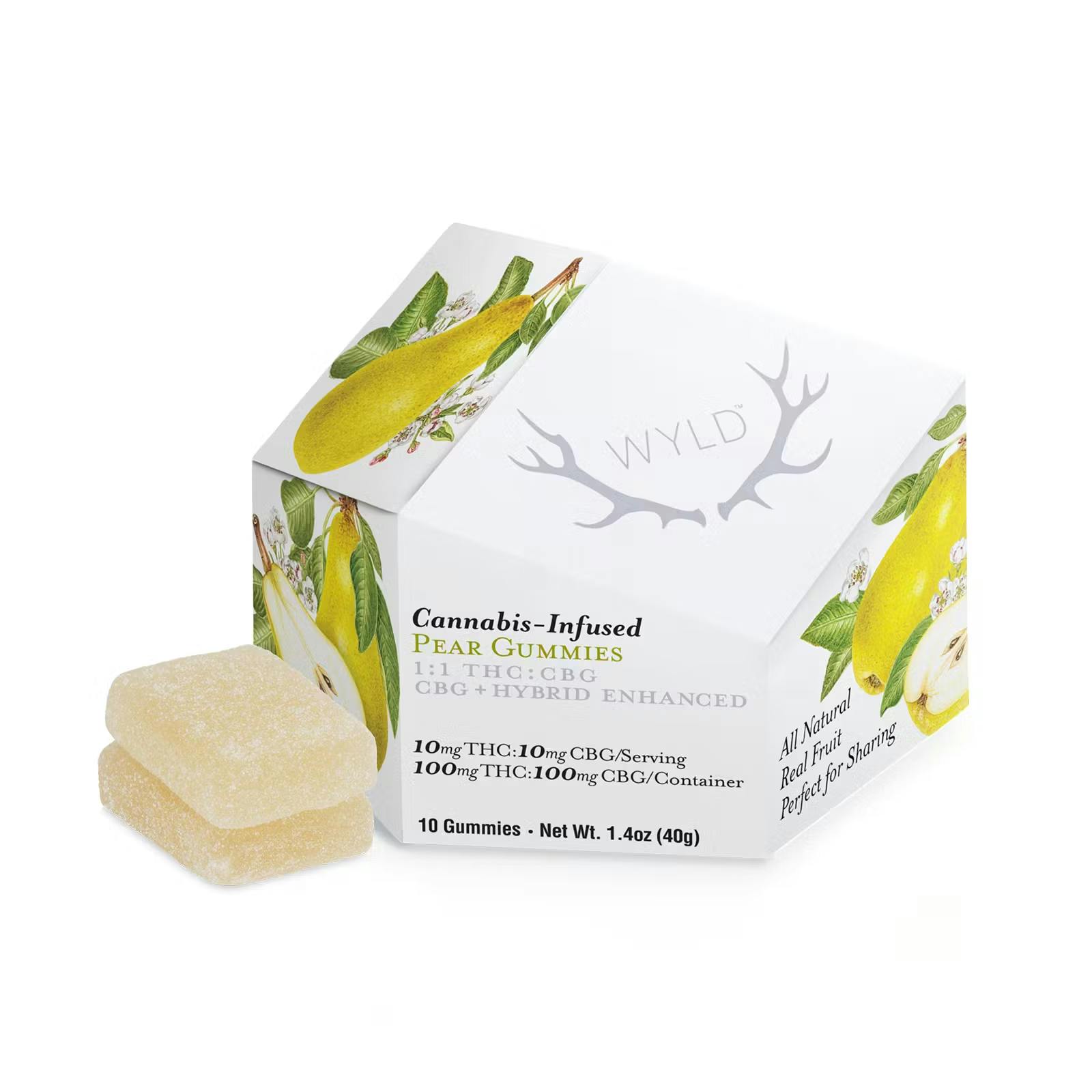WYLD Pear 1:1 THC:CBG Gummies