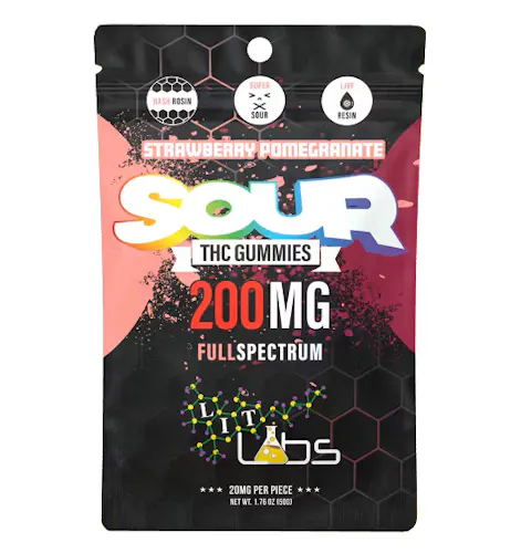 Lit Labs Sour Strawberry Pomegranate Full Spectrum Gummies 200mg Rec-1