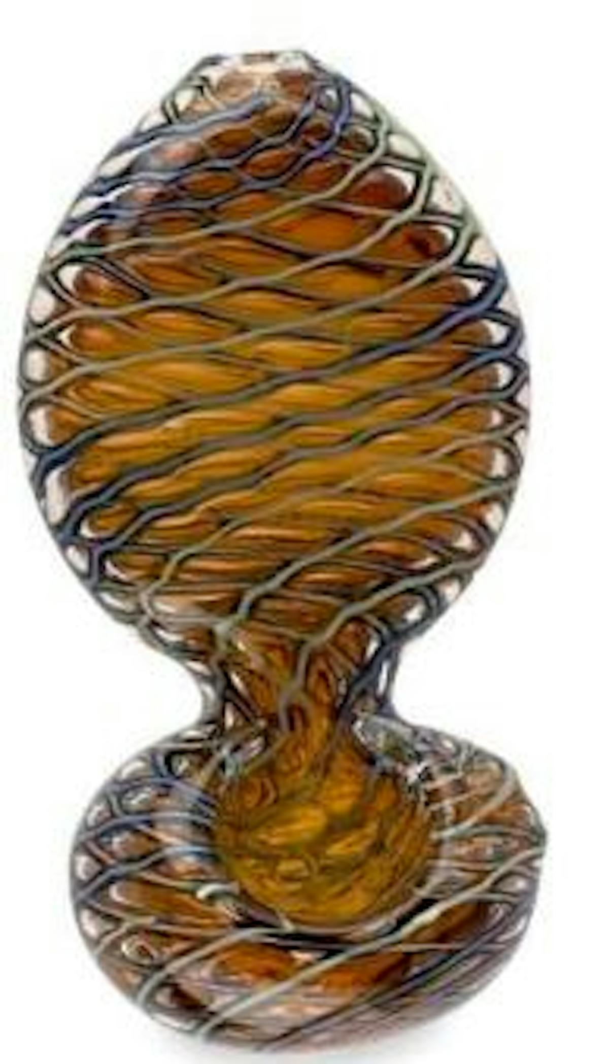Image of Blue and Yellow Net | Custom Glass Round Flat 5″