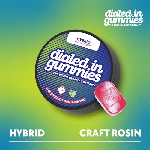 Dialed In Gummies | Watermelon (Solventless) Rosin Gummies | 10pack | 110mg | Hybrid-active